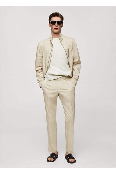 MANGO Man Stretch βαμβακερό μπουφάν με φερμουάρ
