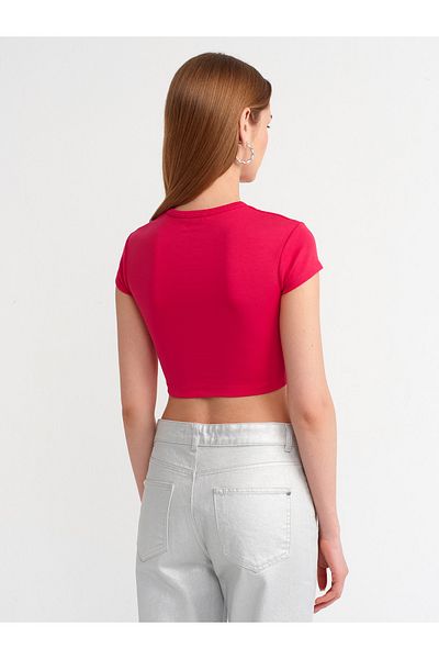 Dilvin 30936 Body-Fuchsia Crop Top