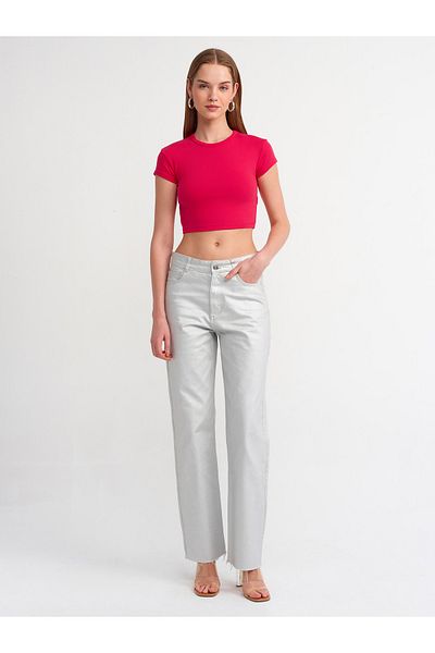 Dilvin 30936 Body-Fuchsia Crop Top