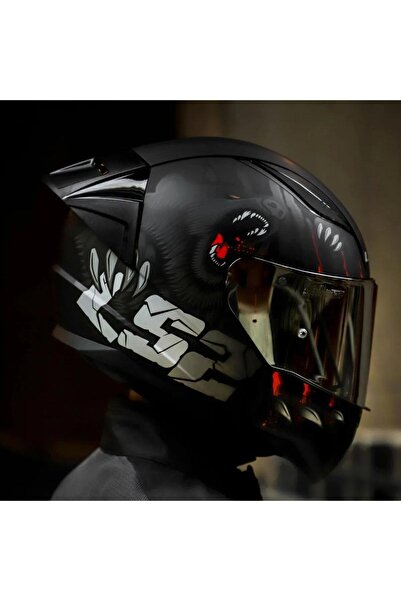 LS2 Rapid 2 Clawn Race Full Face Motosiklet Kaskı Yarış Spoiler Siyah Vizörlü