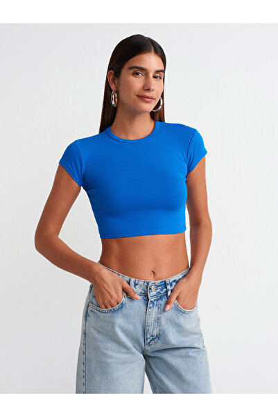 Dilvin 30936 Vücuda Oturan Crop Top-Saks
