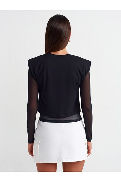 Dilvin 30396 Top căptușit din tul-negru