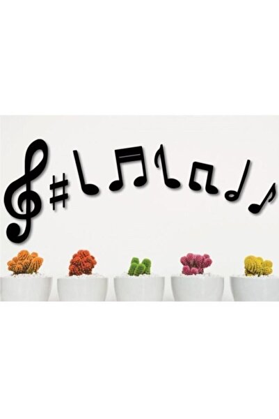 MODAT Sol Anahtarı Ve Notalar Duvar Süsü 8 Parça Dekoratif Ahşap Duvar Süsü