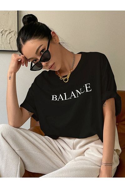 LA GULER Tricou oversize cu imprimeu Balance