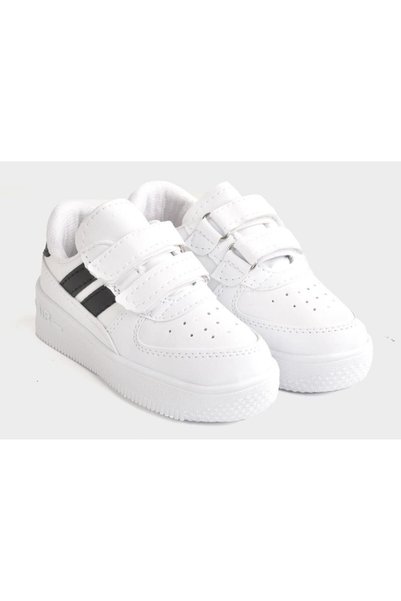 ellaboni Daily Unisex Children's Striped White Lightweight Velcro Sneakers Comfortable Sneakers