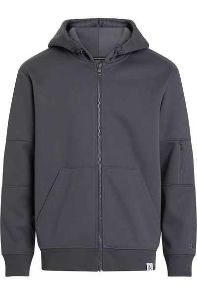 Calvin Klein Men's Hooded Collar Zippered Long Sleeve Gray Sweatshirt J30J324619-PSM