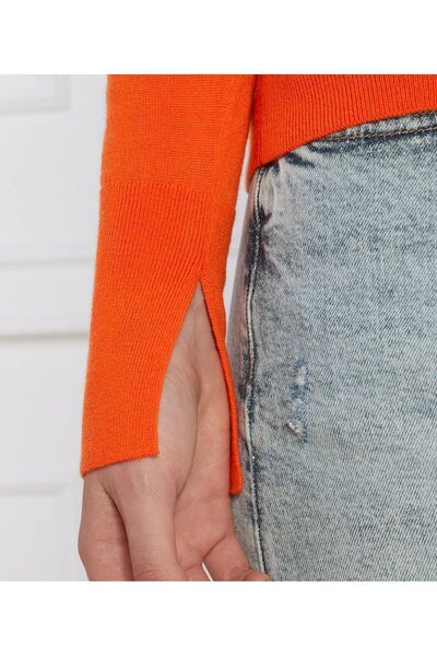 Calvin Klein Kadın Marka Logolu Yuvarlak Yaka Uzun Kollu Turuncu Kazak K20K206792-SA3
