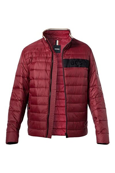 BOSS Erkek Logolu Fermuar Kapamalı Cepli Kışlık Bordo Ceket 50464308-602