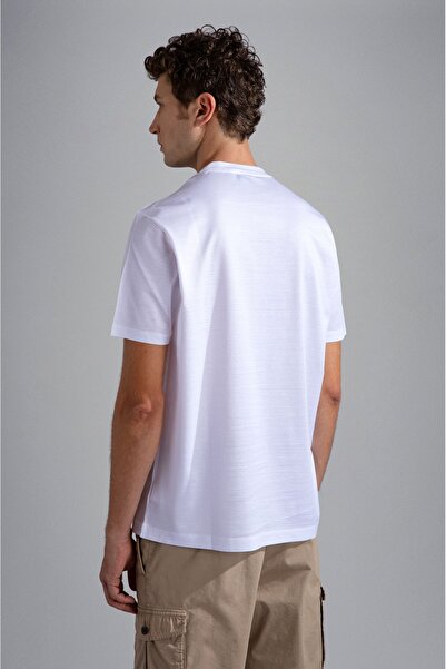 PAUL&SHARK Men's Brand Logo Cotton Regular Fit Casual White T-Shirt24411021-010