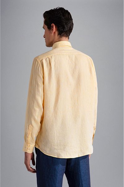 PAUL&SHARK Men's Brand Logo Buttoned Shirt Collar Long Sleeve Yellow Shirt24413098-458