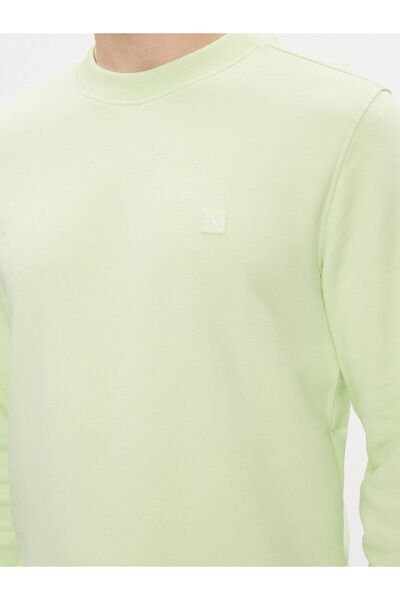Calvin Klein Erkek Marka Logolu Pamuklu Normal Kalıp Günlük Yeşil Sweatshirt J30J325270-LT6