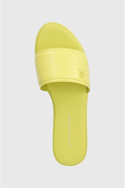 Tommy Hilfiger Kadın Düz Renk Logolu Sarı Terlik FW0FW07936-ZIN