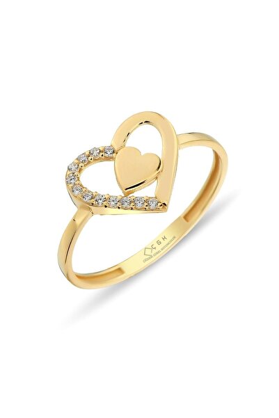 Çgk Çiğdem Gürel Kuyumculuk Kadın Sarı Kalp Altın Yüzük 14yeni0007