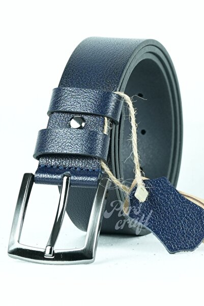 Parscraft Чоловічий ремінь з натуральної шкіри буйвола 4 см Синій джинсовий ремінь для спортивних штанів
