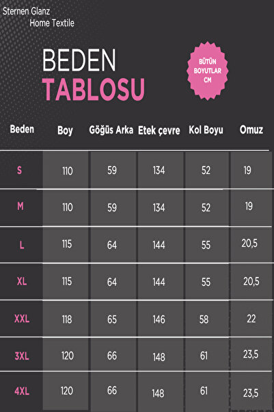 sternen glanz Doğa Kapşonlu Büyük Beden Bornoz