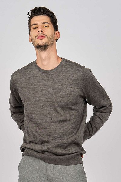 Desen Triko Men's Crew Neck Wool Sweater 0249603 Gray