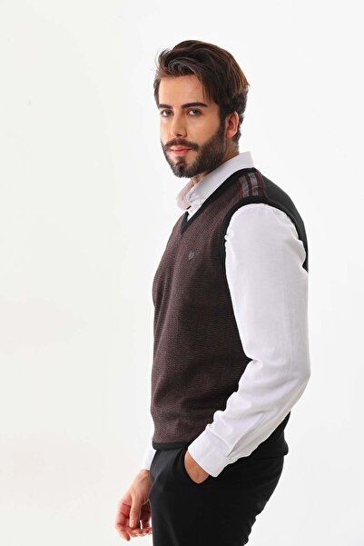 Pelikan Μαύρα ανδρικά ριγέ πουλόβερ με λαιμόκοψη - 7624