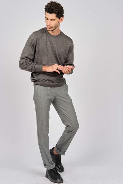 Desen Triko Men's Crew Neck Wool Sweater 0249603 Gray