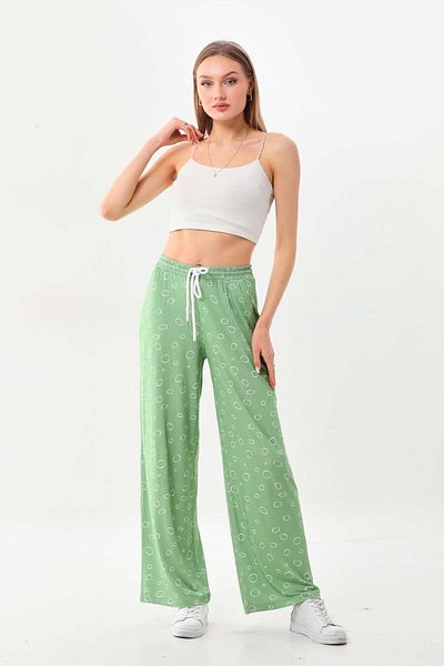 Sistas Women's Patterned Waist-Tied Comfortable Form Trousers 23498 Çağla