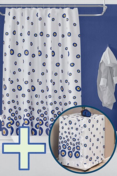 Tropikhome Duş Perdesi Çamaşır Makinesi Örtüsü Takımı Banyo Dekorasyon Seti