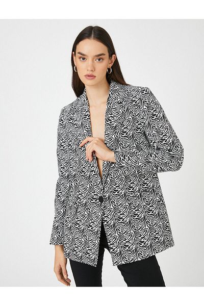 Koton Blazerjacke mit Zebramuster und einem Knopf