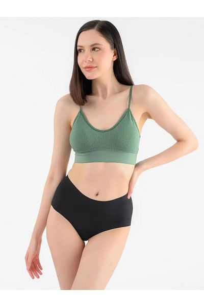 REYNEV Polfa Model Laser Cut Non-Marking Invisible Recovery Single Pack Black Color Panties