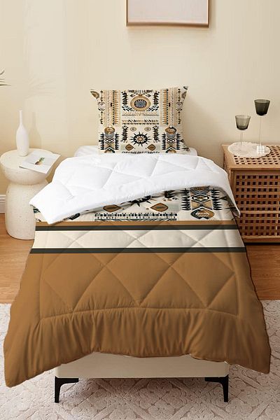 Else Dekor Single and Child Microfiber Quilted Sleeping Set - Minimal Patterned, Quilt Pillow