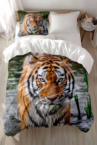 Else Dekor Παιδικό παπλωματοθήκη Cotton Satin - River Tiger Pattern, Μονό Σετ