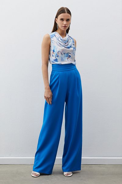 Sateen Indigo Pocket Waist Detailed Trousers