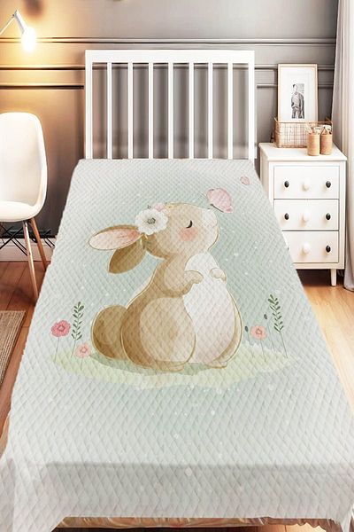 Else Dekor Pink Love Single Panda Patterned Children's Pique Set - Bicycle