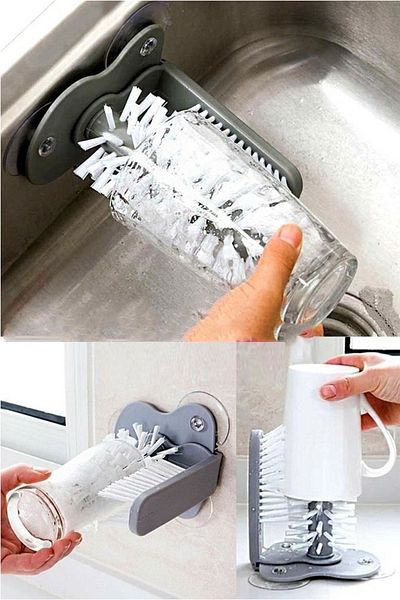 Else Dekor Else Sink Suction Cup Glass Bottle Jar Plate Washing Brush Dish Cleaning Brush