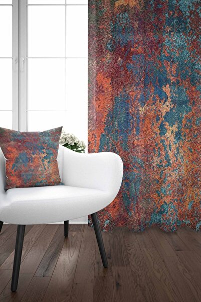 Else 140x260 Şark Otantik Eskitme Desenli Modern Fon Perde 140x260cm