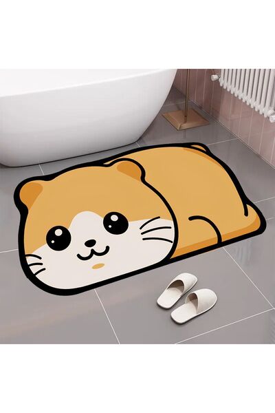 Else Dekor Симпатична котка Водоабсорбираща подложка за душ Тоалетна Килим за баня от едно парче с животни
