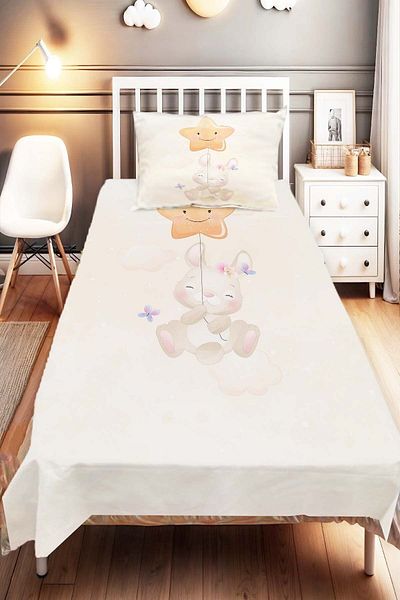 Else Dekor Star Cute Rabbit Patterned Children's Baby Room Decorative Bedspread