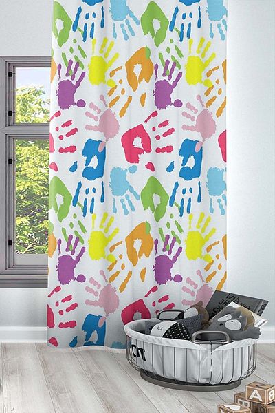 Else Dekor Cortina de fundal decorativă colorată pentru copii și bebeluși, cu model de mâini