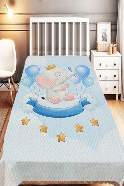 Else Dekor Zebra Patterned Blue Cute Kids Pique Set - Single