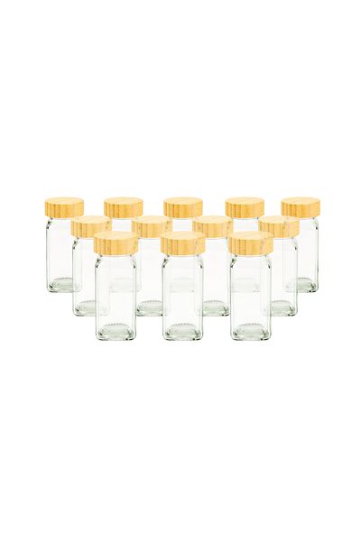 MİEN Mien 12-piece Transparent Glass Spice Rack Set - 11 cm