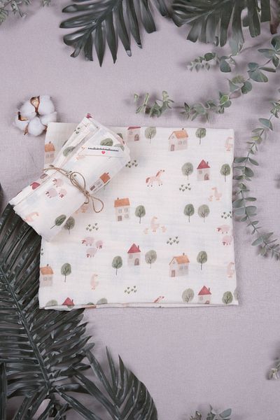 Soothe&Sleep 100% Cotton Organic Certified Muslin Blanket Farm