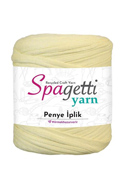 Spagettiyarn Penye İp Sarımsı Krem El Örgü İpliği