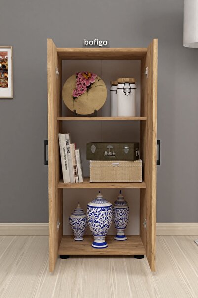 Bofigo 3 Raflı 2 Kapaklı Klasörlük Dolabı Mutfak Dolabı Banyo Dolabı Çok Amaçlı Dolap Fulya Çam