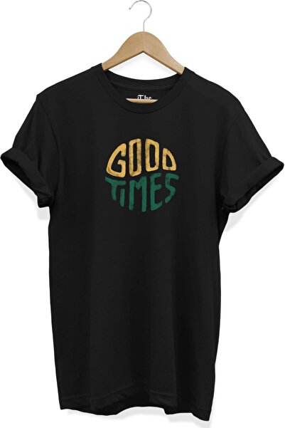 The Baski Crna unisex majica s tekstom "Good Times" Štampano kratkih rukava T...