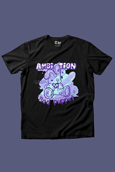 The Baski Crna unisex majica Ambition Tutku Štampano kratkih rukava T-shirt