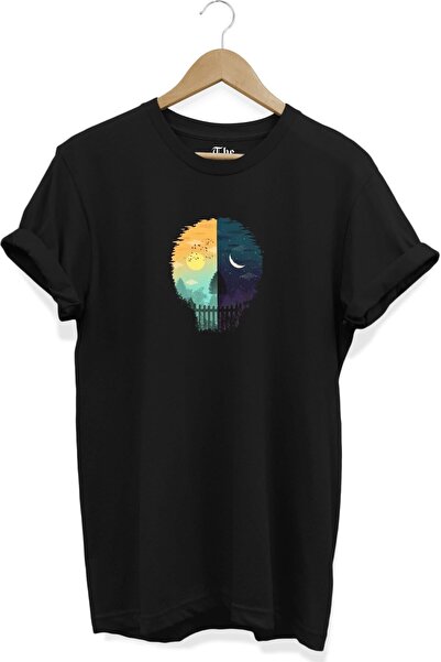 The Baski Unisex crni skelet Štampano kratki rukav T-shirt