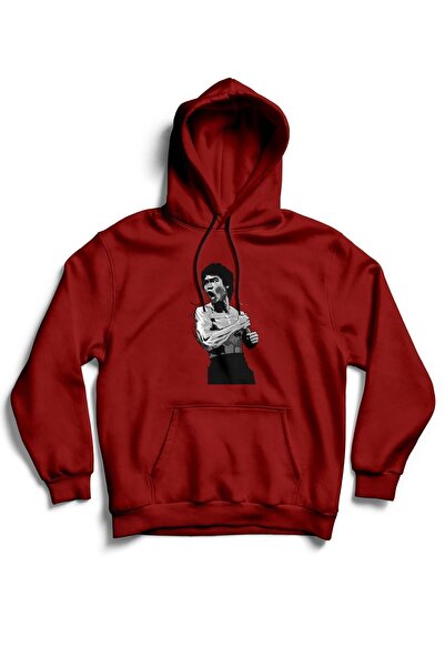 The Baski Unisex crvena Bruce Lee Štampano Kengur džep Sa kapuljačom visokokv...