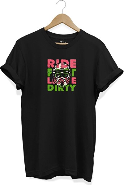 The Baski Crna unisex kaciga za motocikl "Ride Fast Leave Dirty" Štampano kra...
