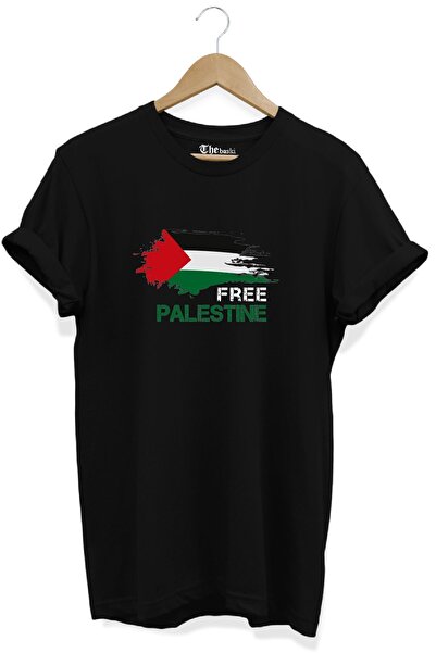 The Baski Free Palestine - Tricou premium negru 100% bumbac imprimat gratuit ...