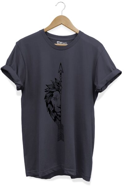 The Baski Ανδρικό μπλουζάκι Premium Grey Lion με στάμπα 100% βαμβάκι