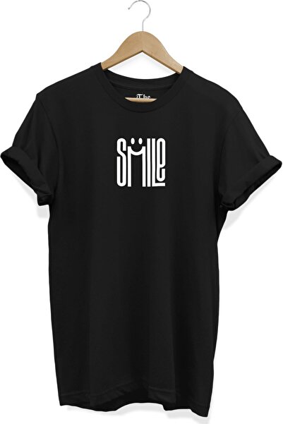 The Baski Crni unisex majica sa naslovom "Smile" Štampano Cool dizajn kratkih...