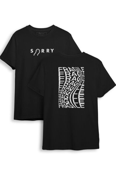 The Baski Crna unisex majica sa natpisom "Sorry" na prednjoj i zadnjoj strani...