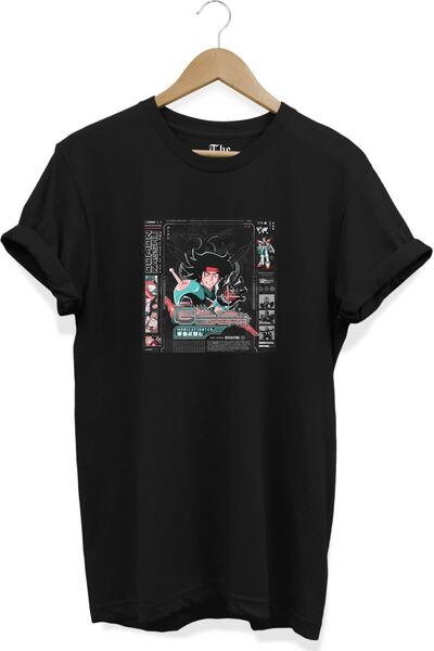 The Baski Crna unisex majica Mobile Fighter Štampano kratkih rukava T-shirt